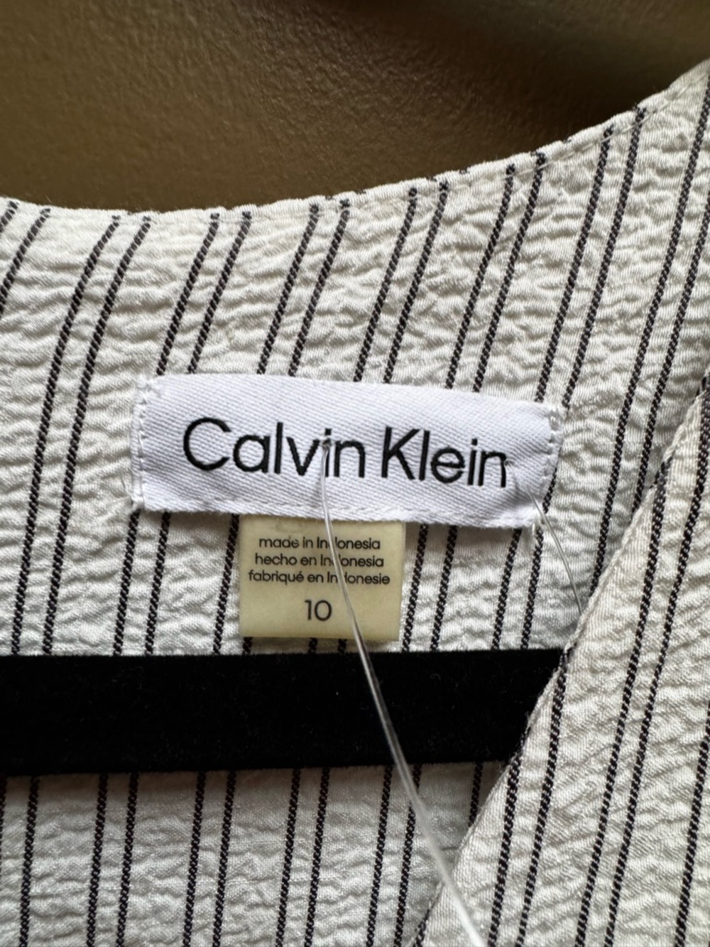 Calvin Klein White Black vertical Stripes V Neck Tie Front Jumpsuit 10 NWT - Picture 4 of 5